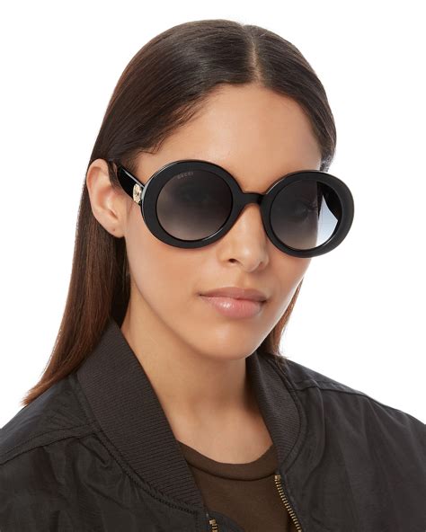 gucci black round frame black sunglasses